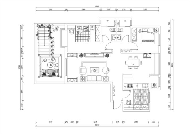 200平米三居室北京良乡大学城现代简约风格装修效果图